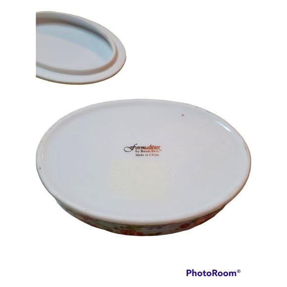 Formalities By Baum Bros Floral Blue Oval Two Piece Trinket Box w/ Lid - Picture 5 of 5
